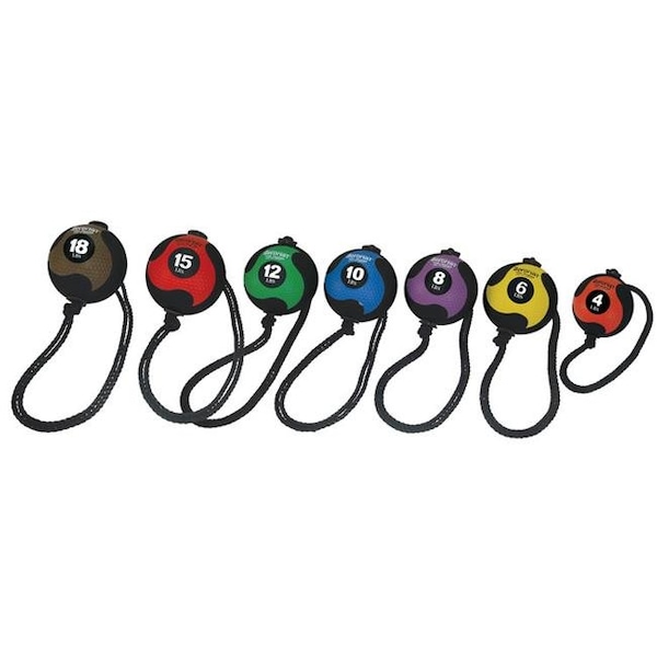 Aeromat AeroMat 34521 6 lbs Elite Power Rope Medicine Ball - Black with Yellow 34521 - main